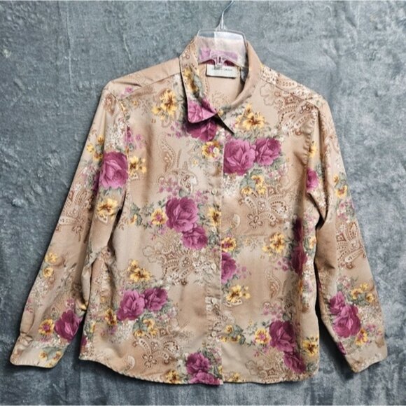 Lemon Grass sz lg button up blouse - Picture 1 of 10